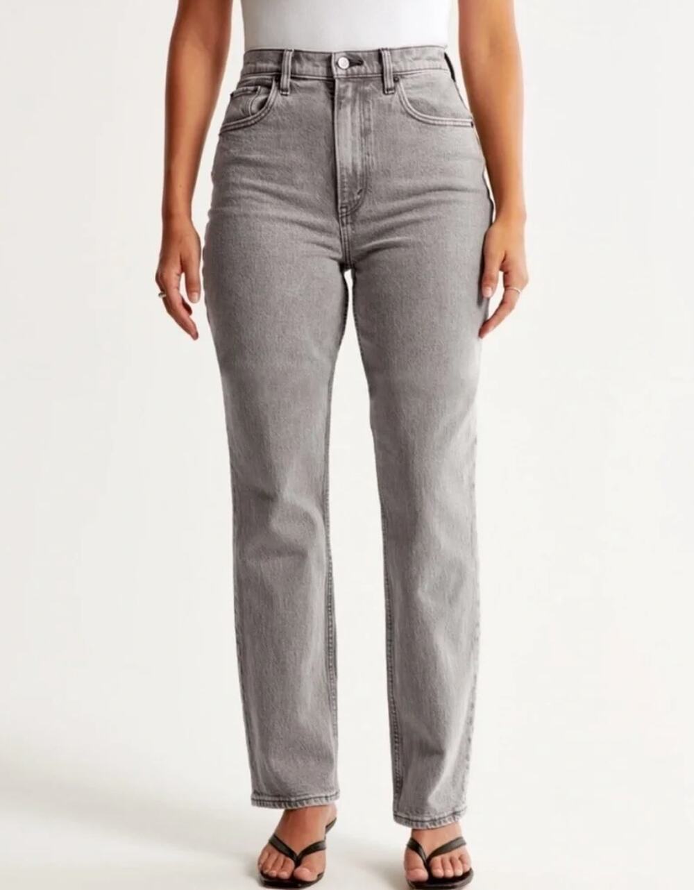 Abercrombie & Fitch Curve Love 90s Straight Ultra High Rise Jean Gray Size 27R